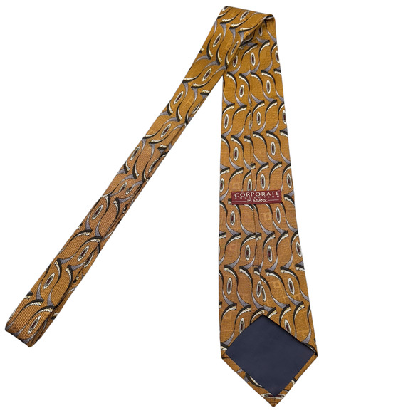Jos A Bank 100% Silk Dress Tie Made in USA Gold Abstract Pattern‎ 58" 4" - Picture 3 of 10